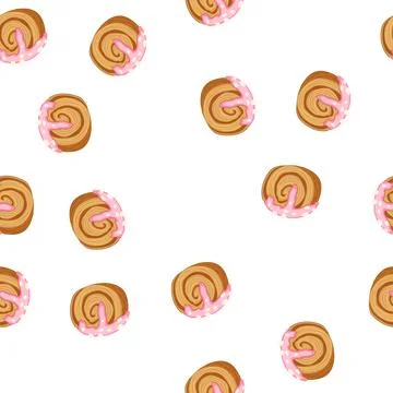 Pattern cromboloni cake with pink icing and white sprinkles Stock Illustration