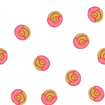 Pattern cromboloni cake with pink icing and sweet sprinkles Stock Illustration