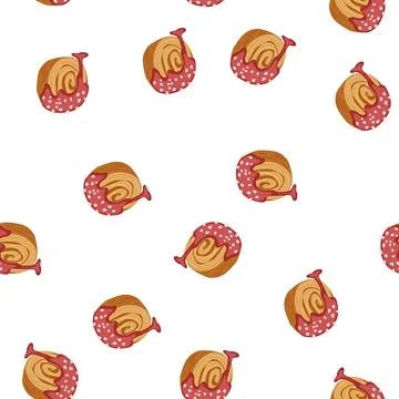 Pattern cromboloni cake with pink icing dripping decorated with sprinkles Stock Illustration