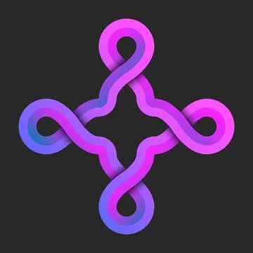 Pattern cross shape 3d art logo, intertwine one line Infinite geometric for.. Illustrazione stock