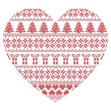 Pattern cross stitch heart shape Stock Illustration