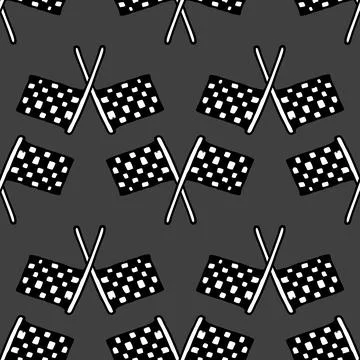 A pattern of crossed flags with a chessboard pattern. hand-drawn doodles in the Stock Illustration