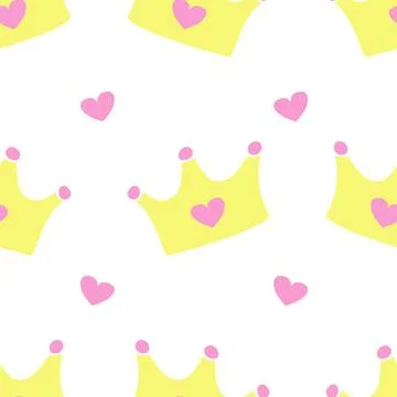 Pattern with crowns for a little prince or princess. Seamless pattern for b.. Stock Illustration