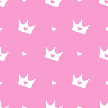 Pattern with crowns for a little prince or princess. Seamless pattern for b.. Stock Illustration