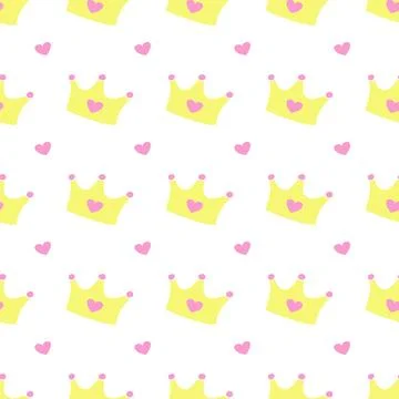 Pattern with crowns for a little prince or princess. Seamless pattern for b.. Stock Illustration