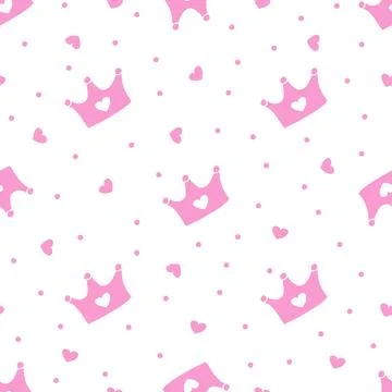 Pattern with crowns for a little prince or princess. Seamless pattern for b.. Stock Illustration