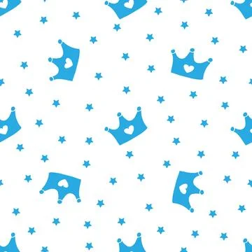Pattern with crowns for a little prince or princess. Seamless pattern for b.. Stock Illustration