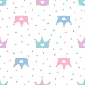 Pattern with crowns for a little prince or princess. Seamless pattern for b.. Stock Illustration