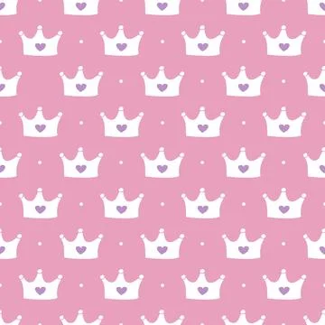 Pattern with crowns for a little prince or princess. Seamless pattern for b.. Stock Illustration