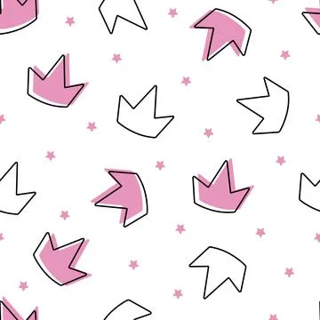 Pattern with crowns for a little prince or princess. Seamless pattern for b.. Stock Illustration