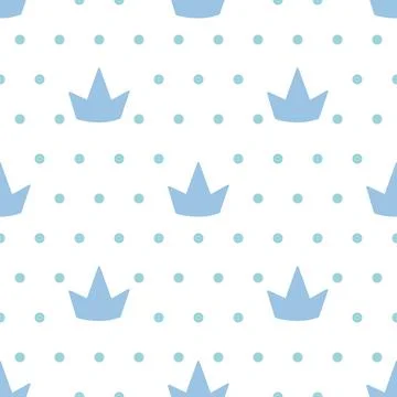 Pattern with crowns for a little prince or princess. Seamless pattern for bac Stock Illustration