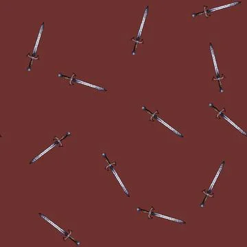 Pattern crusade sword medieval sketch hand drawn Stock Illustration