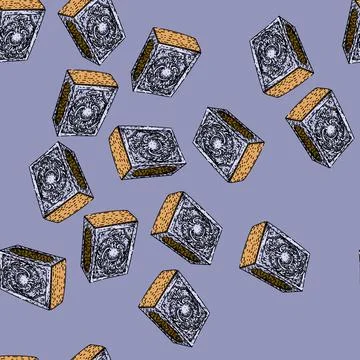 Pattern crystal matchbox sketch hand drawn Stock Illustration