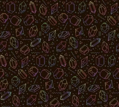 Pattern with crystals in bright colors. Stock Illustration