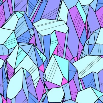 Pattern with crystals or minerals. Jewelry precious or semiprecious gem stones. Stock Illustration
