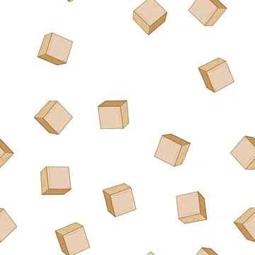 Pattern cube wooden blocks cartoon vector Stockillustratie