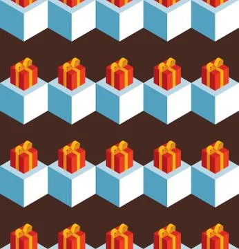 Pattern cubes gifts on brown Stock Illustration