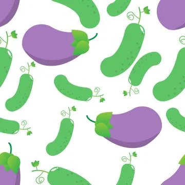 Pattern cucumber and eggplant vektor design. Stock Illustration