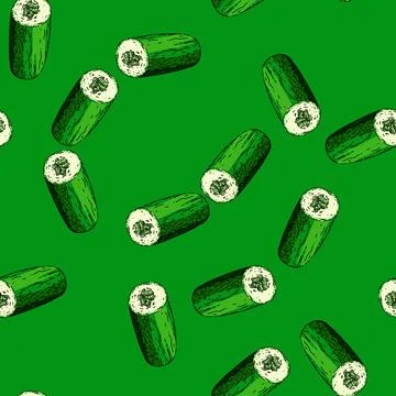 Pattern cucumber cut sketch hand drawn Stock Illustration