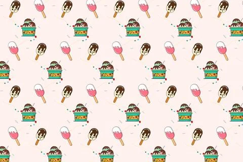 Pattern with cup and stick ice cream elements abstract pattern vector イラスト素材