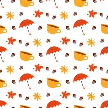Pattern with cup and umbrella Stock Illustration