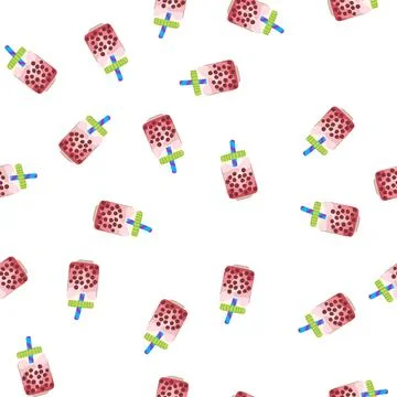 Pattern cup bubble tea cartoon vector Stock Illustration