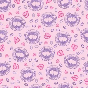 Pattern with cup of coffee 2 Stock Illustration