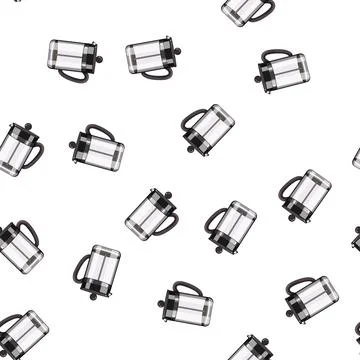 Pattern cup french press coffee cartoon vector Stockillustratie