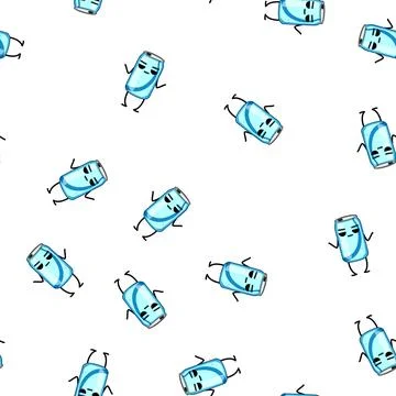 Pattern cup soda can character cartoon vector Stock Illustration