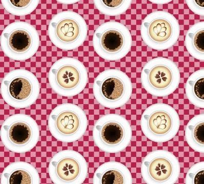 Pattern from cups of coffee top view black coffee Stock Illustration