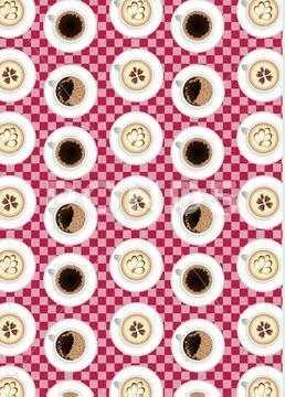 Pattern from cups of coffee (top view) black coffee, coffee with cream and a Stock Illustration