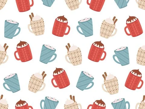Pattern cups mugs Stock Illustration