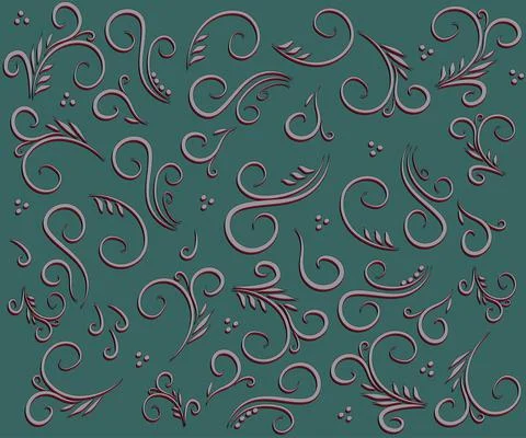  pattern of curls, spirals and leaves Stock Illustration