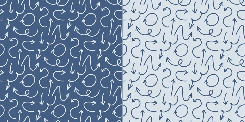 Pattern of Curved Arrows. Seamless print of flexible, wave direction Stock Illustration