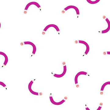 Pattern curved pink pencil representing creative thinking and flexibility Stock Illustration
