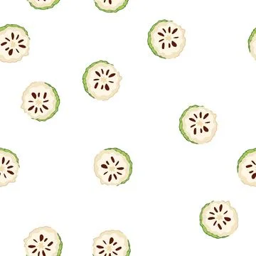 Pattern custard apple cross section showing seeds and pulp Stock Illustration