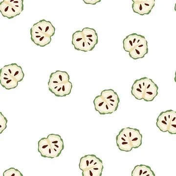 Pattern custard apple cross section showing seeds and pulp Stock Illustration