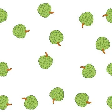 Pattern custard apple fruit drawing on white background Stock Illustration
