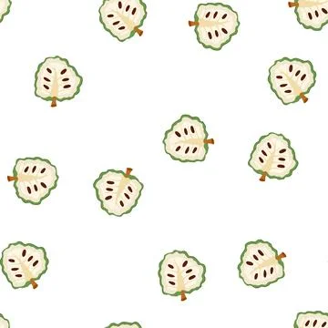 Pattern custard apple half fruit cross section showing pulp Illustrazione stock