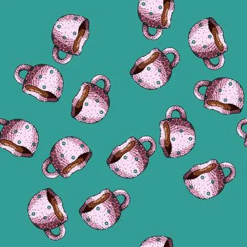 Pattern custom coffee mug sketch hand drawn Stock Illustration