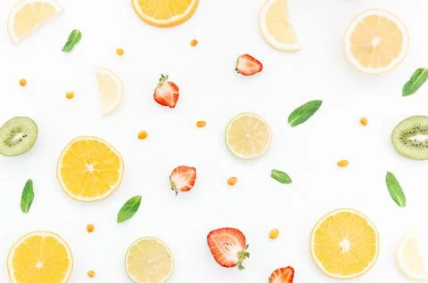 Pattern cut fruit berries Stock Photos