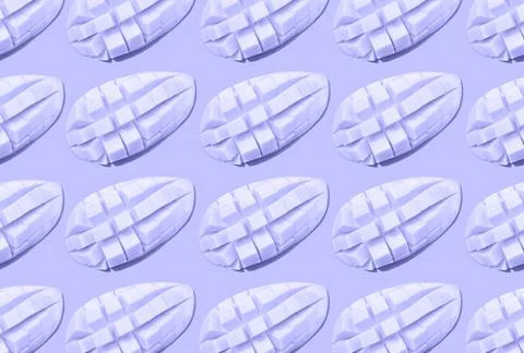 Pattern of cut mango trending color concept of the year 2022 Veri Peri. Stock Photos