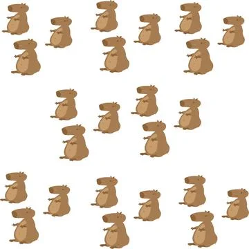 A pattern of cute and cute capybaras. Vector illustration. A funny capybara f Stock Illustration
