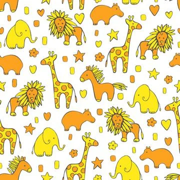 Pattern with cute animals. Stock Illustration