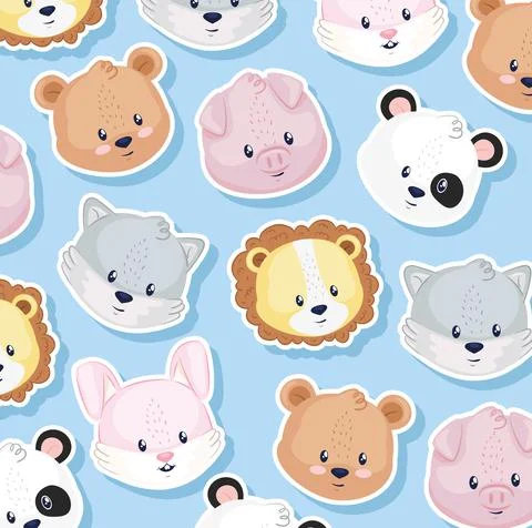 Pattern with cute animals Stock Illustration