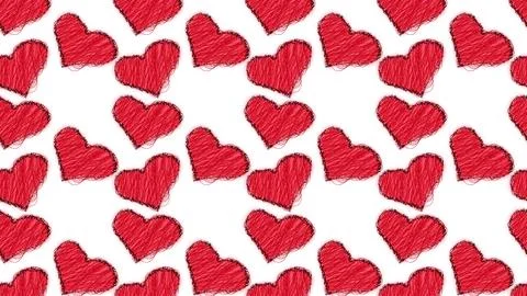 Pattern of cute, beautiful, loving, abstract, red, knitted threads of hearts  Stock Illustration
