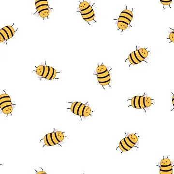 Pattern cute bee character cartoon vector Stock Illustration