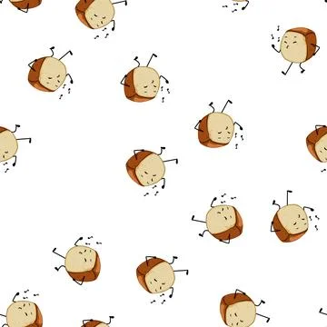 Pattern cute bread character cartoon vector 库存插图