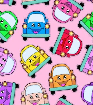Pattern of cute cars Ilustración de archivo