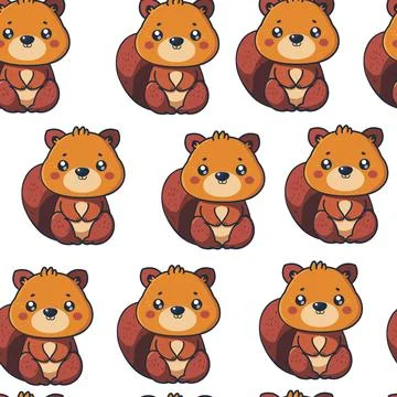 Pattern of cute cartoon bears with big eyes and smiles Stockillustratie
